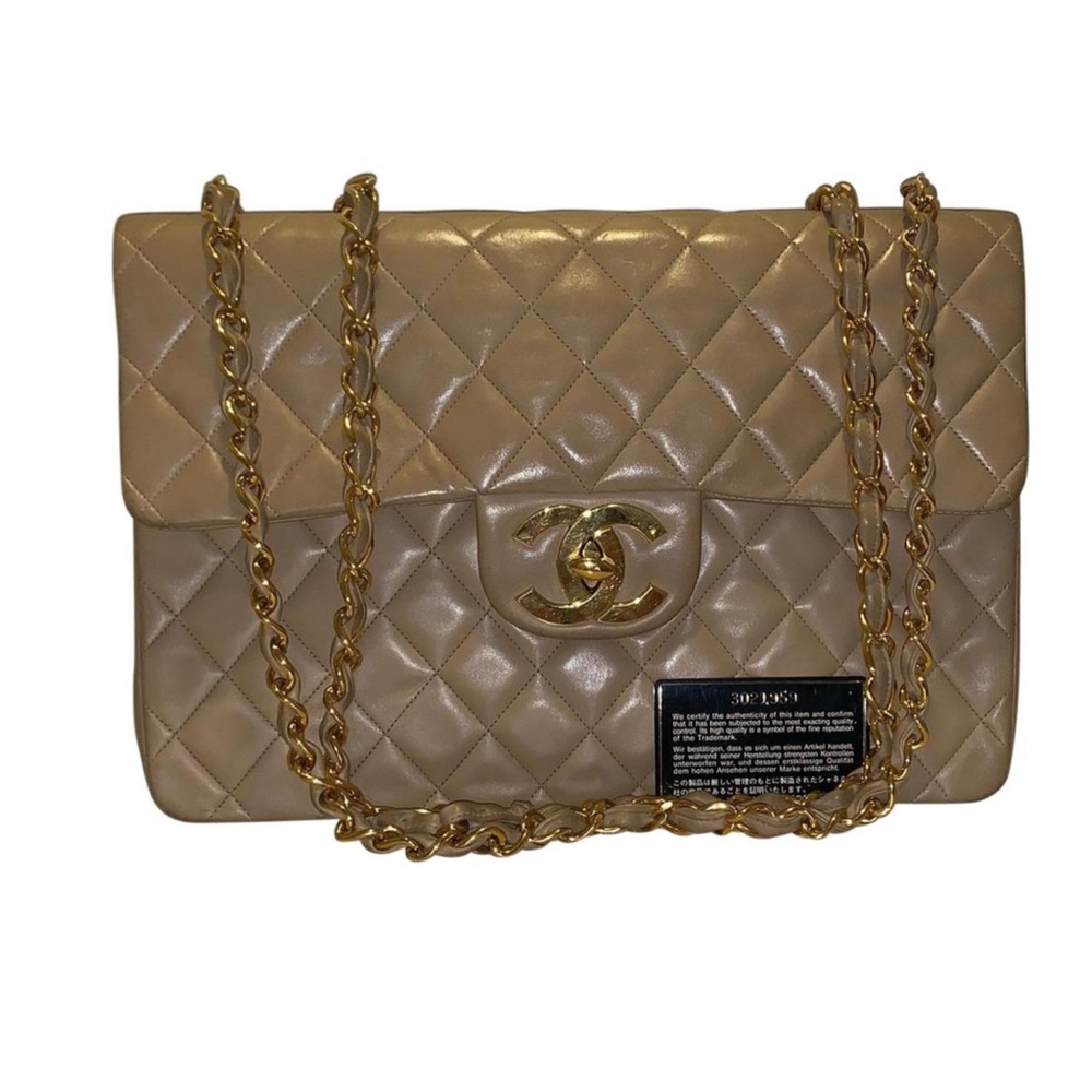 Vintage CHANEL XL Jumbo Flap Beige GHW